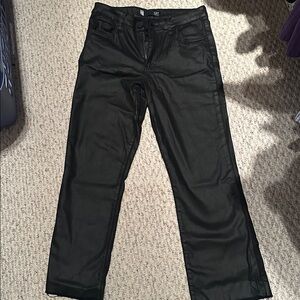 Kut From The Kloth Jeans Womens 8 Black  Stretch Mid Rise Frayed Hem Straight.